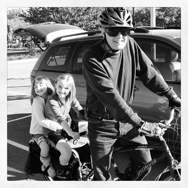 Biking on the set.  - instablief